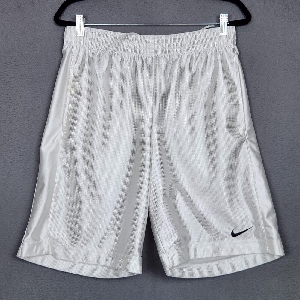 Nike Basketball Shorts Mens Small White Mesh 10" Inseam Athletic Drawstring